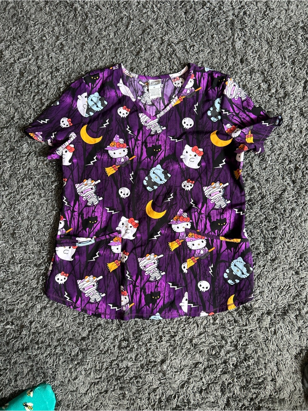 Hello Kitty Halloween Purple Top with Yellow and White Accents